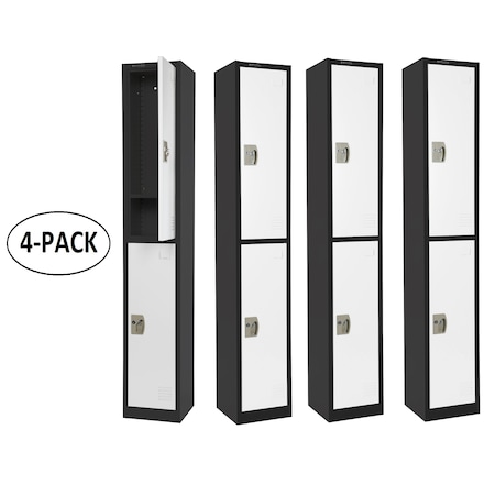 Adiroffice 12 in W, 12 in D, 72 in H, Steel ADI629-202-B-W-PKG-4